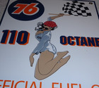 Vintage Union 76 Gasoline Woman  racing Flag 12  Porcelain Metal Nascar Oil Sign