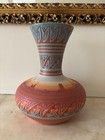 Handmade Vintage Navajo Etched Fluted Vase - Blue Mesa