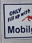 Mobilgas Porcelain Flange Sign 2 Sided Red Pegasus Gas Oil Pump Enamel Art 16x10