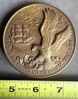 1975 U s  Navy Bicentennial Bronze Commemorative Medal 3 Inch Uncirculated