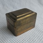 Vintage Brass Metal Hinged Lid Trinket Jewelry Box  Small Rectangle 4 X 2 75 In