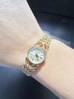 Vintage Rolex Ladies Cocktail Watch 14k Yellow Gold Textured Leaf Band 15mm