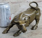 Detailed Stock Market Wall Street Bull Bullish Bronze Sculpture Modern Art
