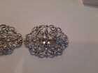 Vintage Silvertone Filigree Shoe Clips Oval Filigree Shoe Clips