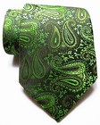 New Classic Paisley Green Black Jacquard Woven 100  Silk Men s Tie Necktie