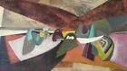Vintage Mcm Abstract Shapes Oil Painting Modern Wall Art Schultz Mid Century 50s
