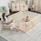 Comfy Cubs Baby Gate Playpen - 57 X 57 X 25 In  Extends Up To 228    - Pine Wood