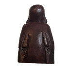 Wooden Laughing Buddha Statue  carved Dark Wood 