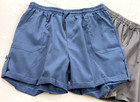 Women s 2 Pair Shorts Size Xl Taupe Blue Elastic Waist Drawstring Pockets Polyes