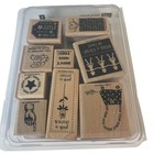 Stampin Up Rubber Stamp Business Booster Set Wood Mounted Crafting Tools