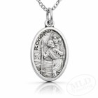 Saint St Christopher Pray For Us Oval Medal Pendant Necklace Silver 18  Chain