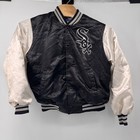 Chalk Line Varsity Jacket Mens L Black White Chicago White Sox Satin Graphic 90s