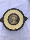 Vintage Pncw Brass Metal Vanity Powder Trinket Box Victorian Lady On Lid