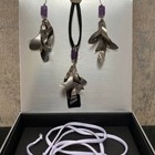 Breil Pendant And Earrings Leaves Steel Amethyst