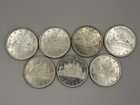 Lot Of 7 Canada 1965 Silver Dollars Large Beads Pointed 5 Au Condition  8 Silver