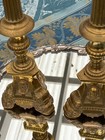 Pair Of Exquisite Antique French Brass Candlesticks With Prickets - 20    Tall