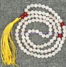6mm White Red Jade Round Gems Buddhist 108 Prayer Beads Mala Bracelet Necklace