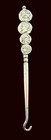Antique Art Nouveau Metal Button  Boot  Corset Lacing Hook 6  With Roman Coins