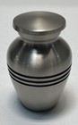 Miniature Keepsake Urn Brushed Metal 3 Black Bands With Velvet Box 2 75 Inch