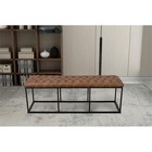 Homepop Draper Modern Faux Leather Large Bench With Button Tufting In Brown