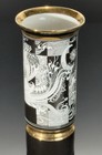 Hollohaza Hungary Vase - Black   White Porcelain Art Deco 8   