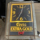 Vintage Coors Extra Gold Draft Wall Sign Clock Battery Operated  17x12  1980 s