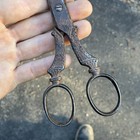 Antique Solid Steel Ornate Handle 9  Scissors Sewing Shears B12