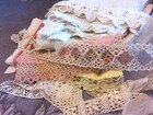 Antique Lace Trim Lot   Fabric Scraps Tatting   For Doll Clothing  Hats  Etc 