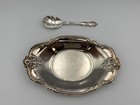 Vtg International Silver Co Silverplate Dish   Spoon Floral 8 75x5 5 