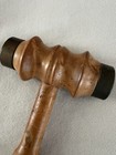 Antique Treen Turned Wood Gavel Metal Ends 1920s Black Walnut     7 6 Ounces