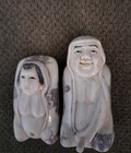 Two Chinese Vintage Erotic Netsuke Hand Carved And Ink Stained  Bone Figurines