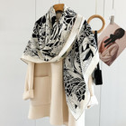 70  Cashmere 30  Silk Wrap Scarf Forest Print Double Face Print Shawl 135x135cm