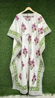 Women   s Hand Block Cotton Kaftan Dress Purple Floral Boho Beach Maxi Free Size