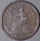 1813 Canada Field Marshal Wellington Half Penny Token High Grade