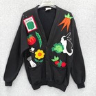 Vintage Rare Novelty Garden Cardigan Sweatshirt 90 s Veggie Cottagecore Os