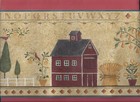   Wallpaper Border Folk Art Barn House Trees Birds New Arrive Primitive Country 