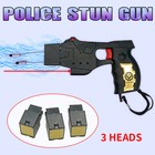 Black Rechargeable Stun Gun Led Flashlight With Safety Pin For Self Defense
