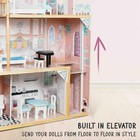 Lil  Jumbl Large Wooden Dollhouse  3 Story Doll House Set With Elevator - Pink