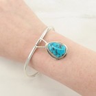 Southwest Sterling Silver Cuff Bracelet Blue Turquoise Hanging Pendant