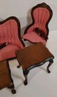 Victorian Dollhouse Living Room Furniture Lot Pink Sofa Chairs Tables Repair