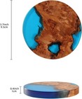 Handmade Wooden Coaster Set Of 6 With Holder - Round Resin Drink Coasters For Ho