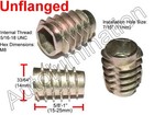 E-z Lok 5 16-18 Die Cast Zinc Hex Drive Threaded Insert Wood Flanged Unflanged X