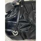 Brighton Rosine Black Leather 3d Rose Kiss Lock Handbag -