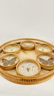 Vtg 1970s Boho Bamboo Tray Coasters Dried Pressed Butterfly Flowers Hippy Decor