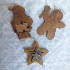 Vtg 3 Wooden Christmas Tree Ornament Handcrafted Santa  Star  Gingerbread Man