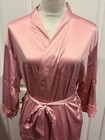 Wmn Bride Bridesmaids Robe Satin Kimono Robe Pink Rose Sz M To Xl  34 lx23 w 