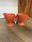 Anchor Hocking Fire King Vintage Orange Creamer And Sugar Bowl