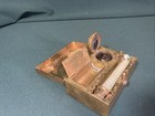 Antique 19th Century Brass Travel Writing Kit With Candles And Glass Ink Well