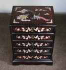 11 6  Chinese Rosewood Inlay Shell Phoenix Bird Flower Pattern 5 Drawer Cabinet