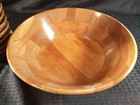 Vintage Salad Set   9 Pieces  Turned Laminated Wooden Bowls Made In Japan